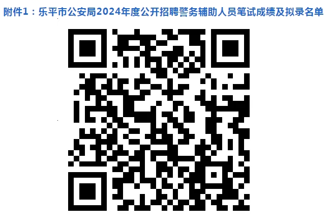 乐平市公安局2024年度公开招聘警务辅助人员笔试成绩及拟录名单公示